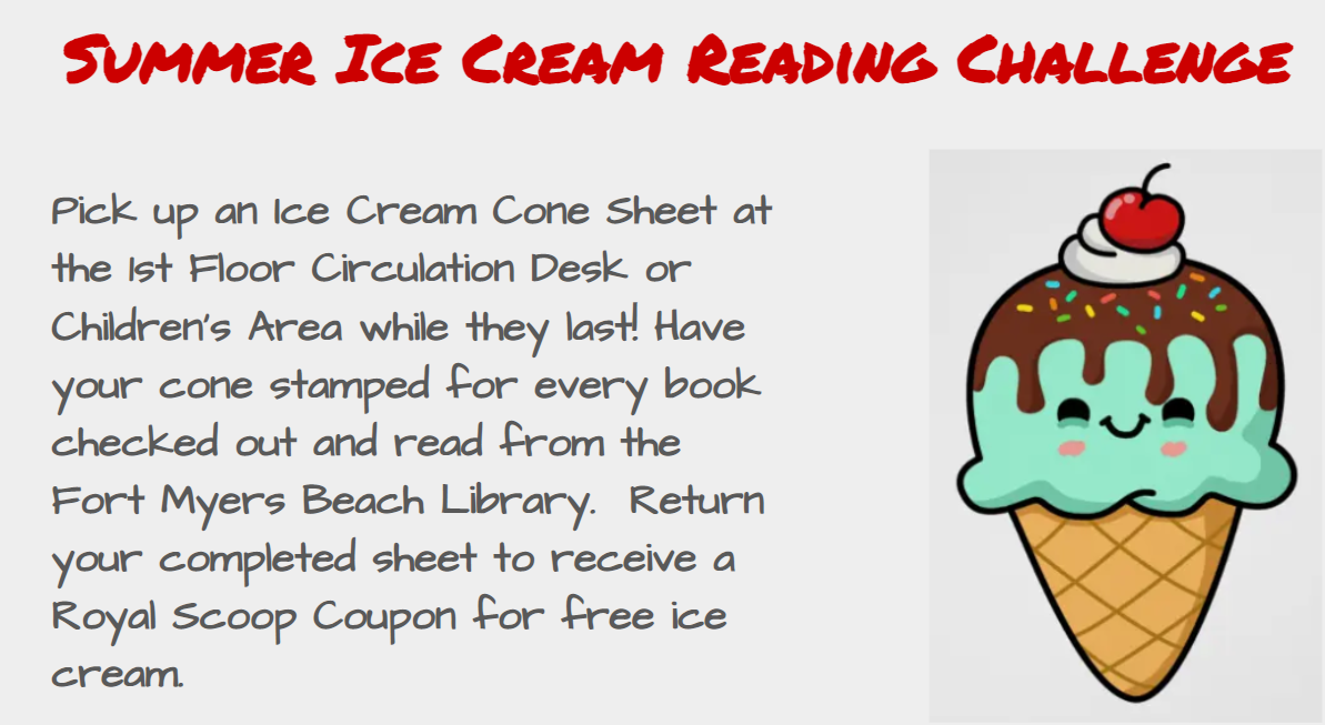 Image link for library 2022 summer reading Ice Cream Cone Challenge